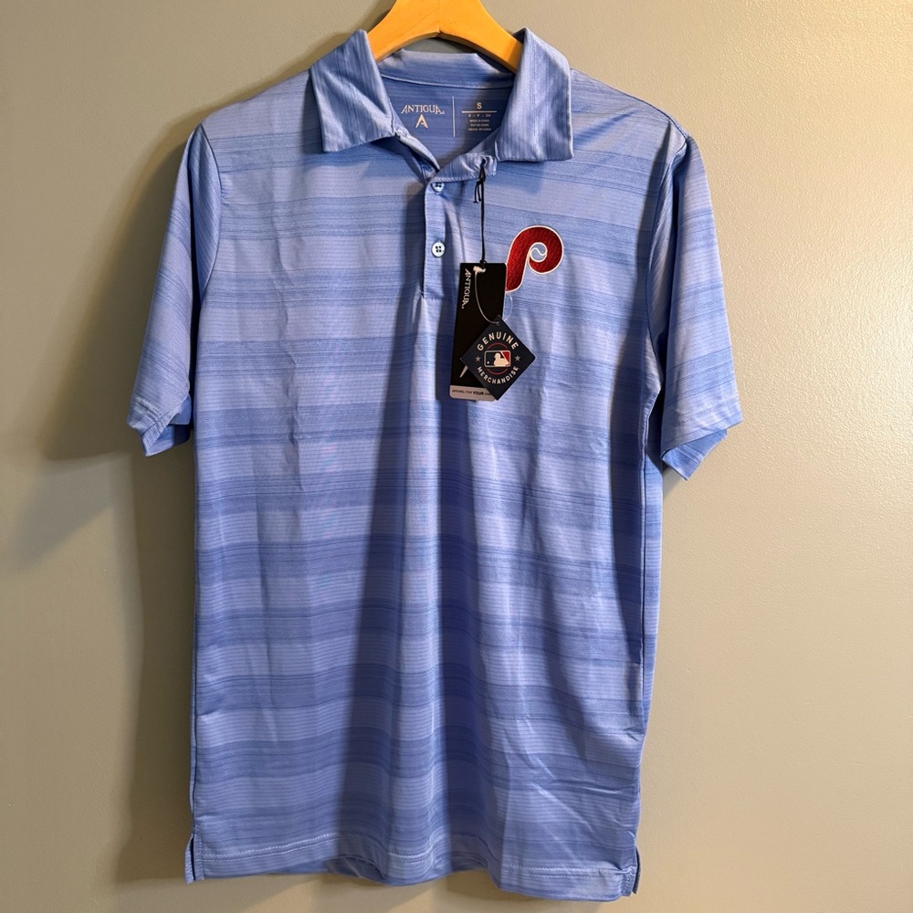 Antigua Philadelphia Phillies Men’s Light Blue Urge Tonal Short Sleeve Polo